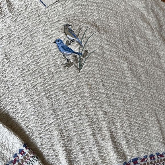 vintage grandma collared bird lightweight long sleeve sweatshirt size la… - Picture 3 of 9